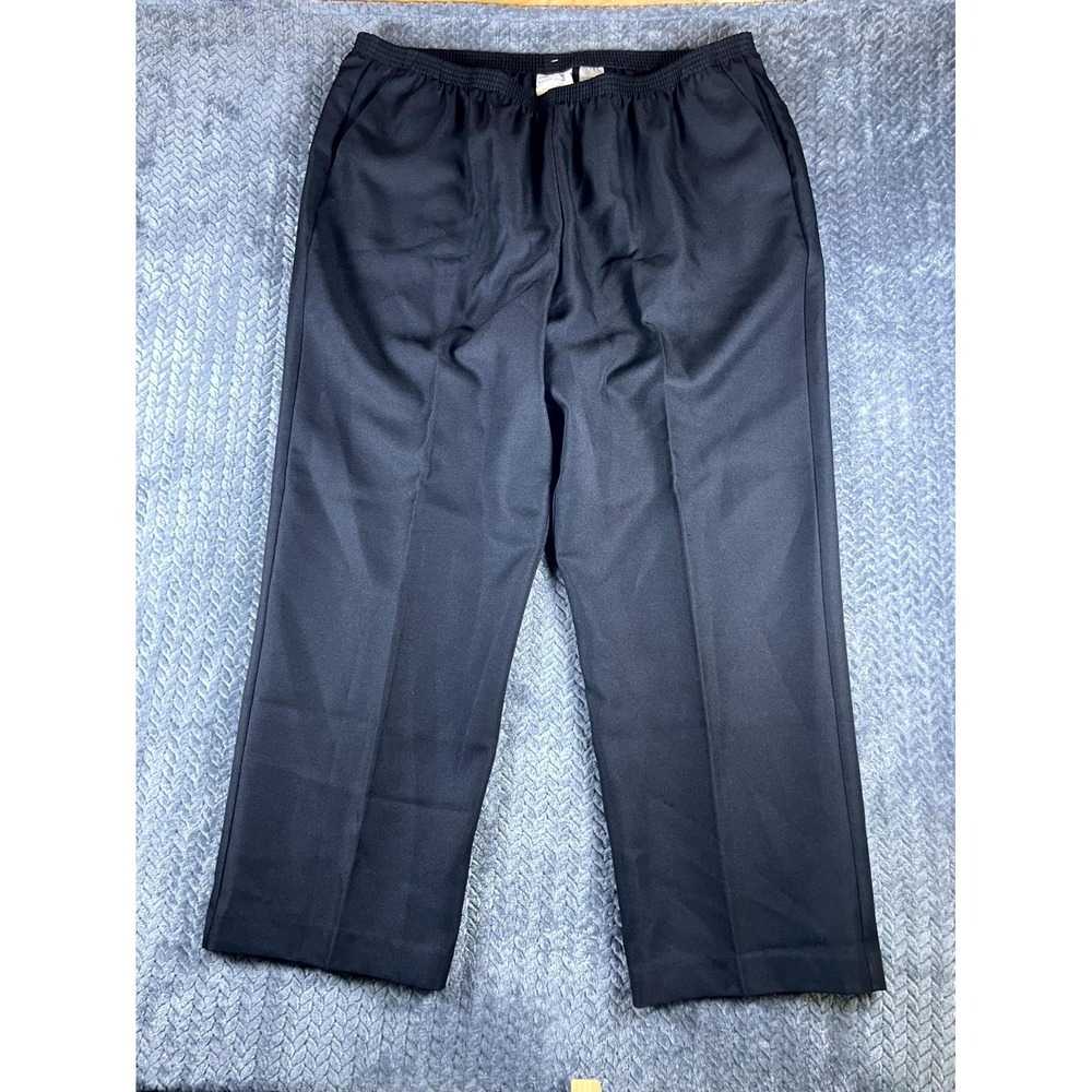 Alfred Dunner Pants Womens 24W Black Elastic Waist High Rise Casual Straight Leg